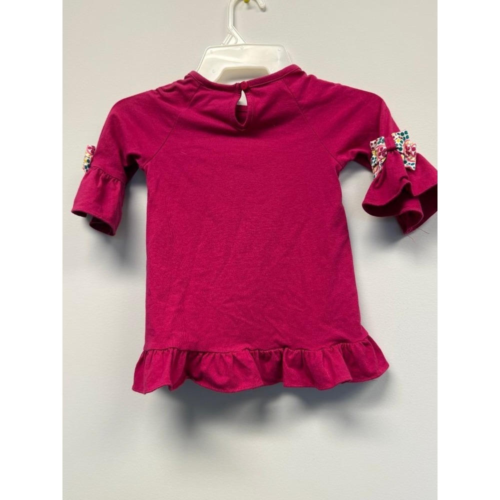 Emily Rose Girls 5 Berry Pink Cupcake You're So Sweet Ruffle Top Bow Sleeves